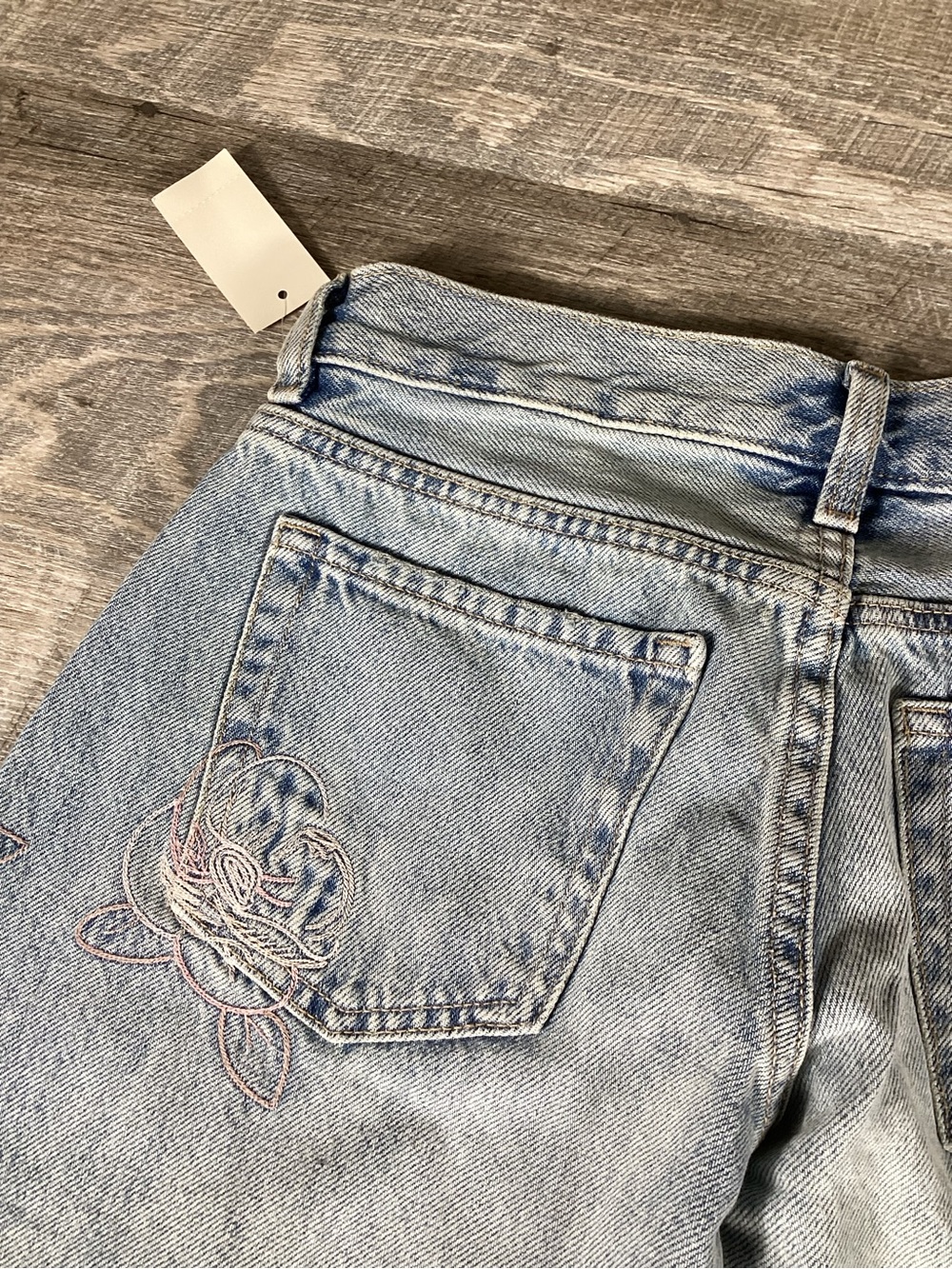 Aéropostale Y2K Ultra Wide Leg Jeans Size 0 Low Rise Floral Embroidered NWT - Picture 9 of 10